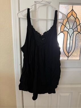 torrid 5X Black Lace-Trim Camisole Tank